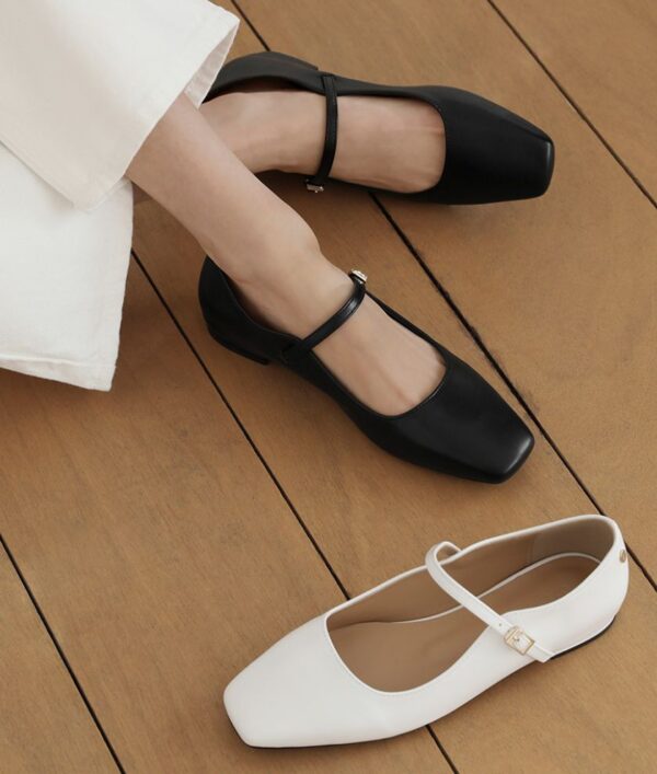 Ariel Square Mary Jane Flats (1cm)