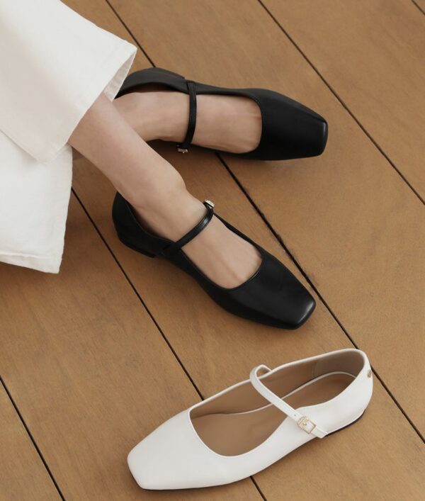 Ariel Square Mary Jane Flats (1cm)