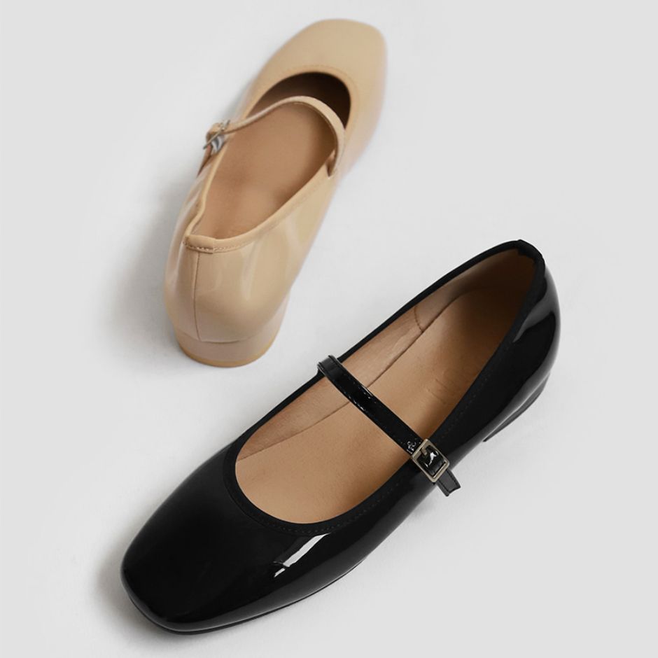 Charlotte Enamel Maryjane Flats (2cm)