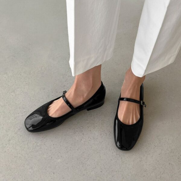 Charlotte Enamel Maryjane Flats (2cm)