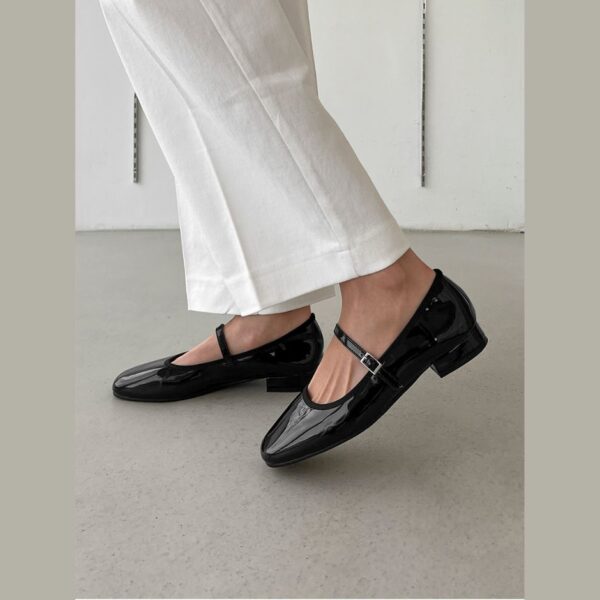 Charlotte Enamel Maryjane Flats (2cm)