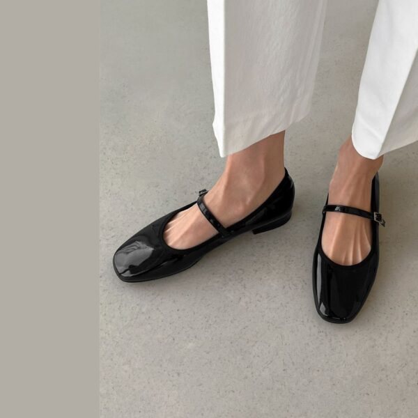 Charlotte Enamel Maryjane Flats (2cm)
