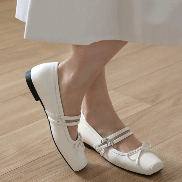 Morie Ribbon Mary Jane Flats (1cm)