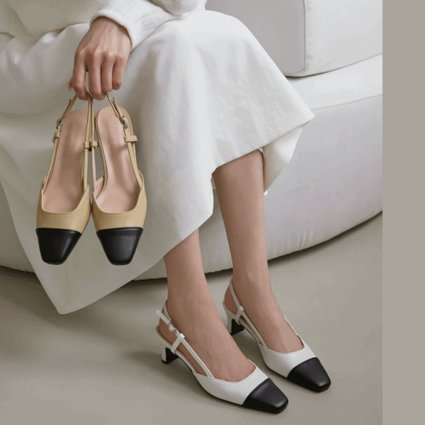 Irove two tone Slingback Heels (5cm)