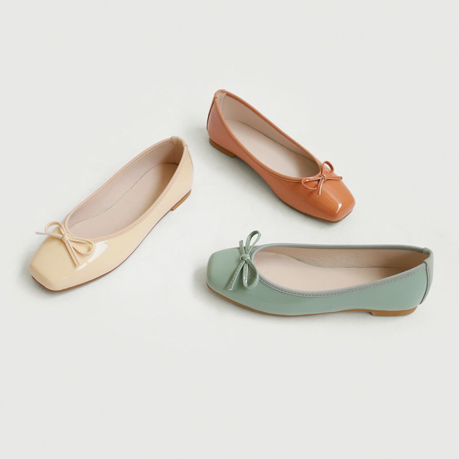 Erino Enamel Ribbon Flats (1cm)