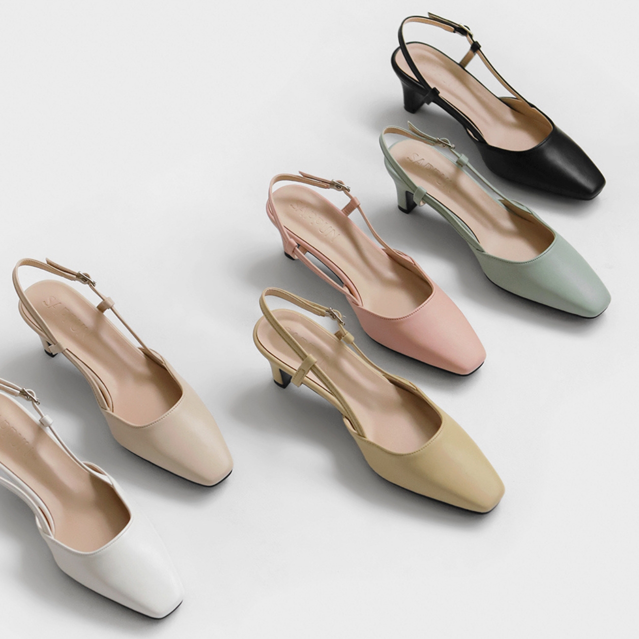 Irove Square Slingback Heels (5cm)