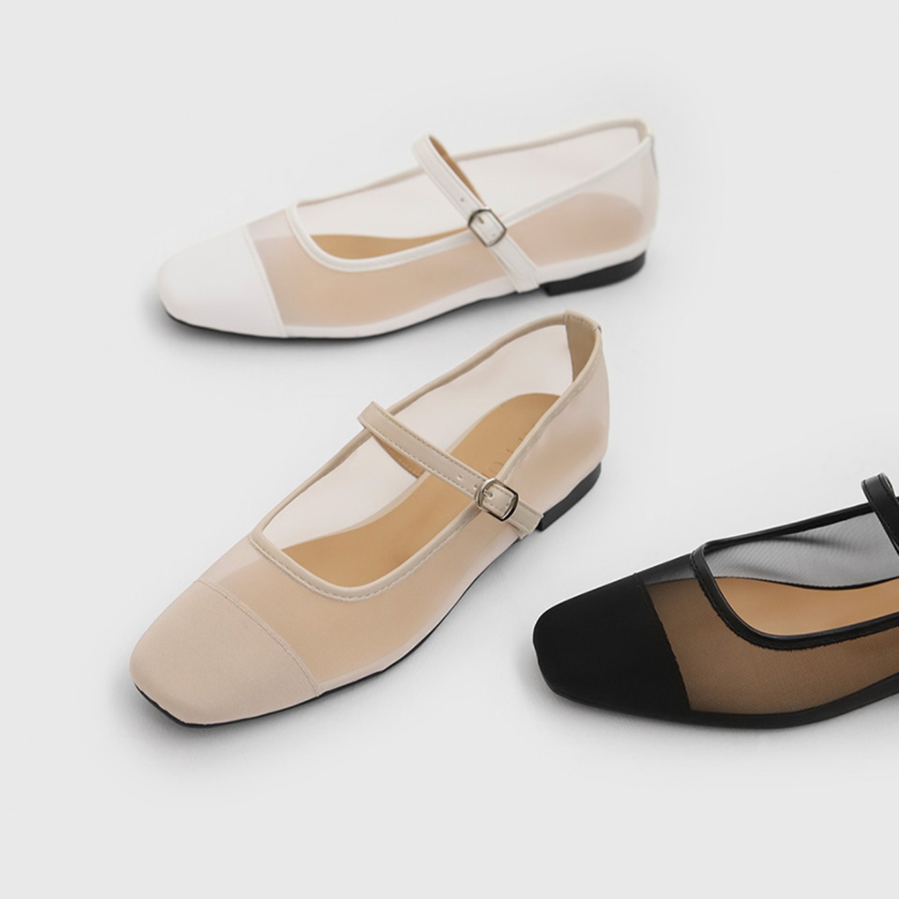 Maniel Mesh Maryjane Flats (1cm)