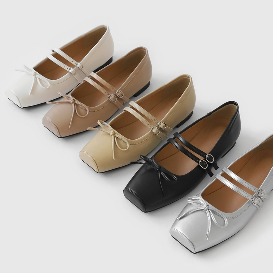 Morie Ribbon Mary Jane Flats (1cm)